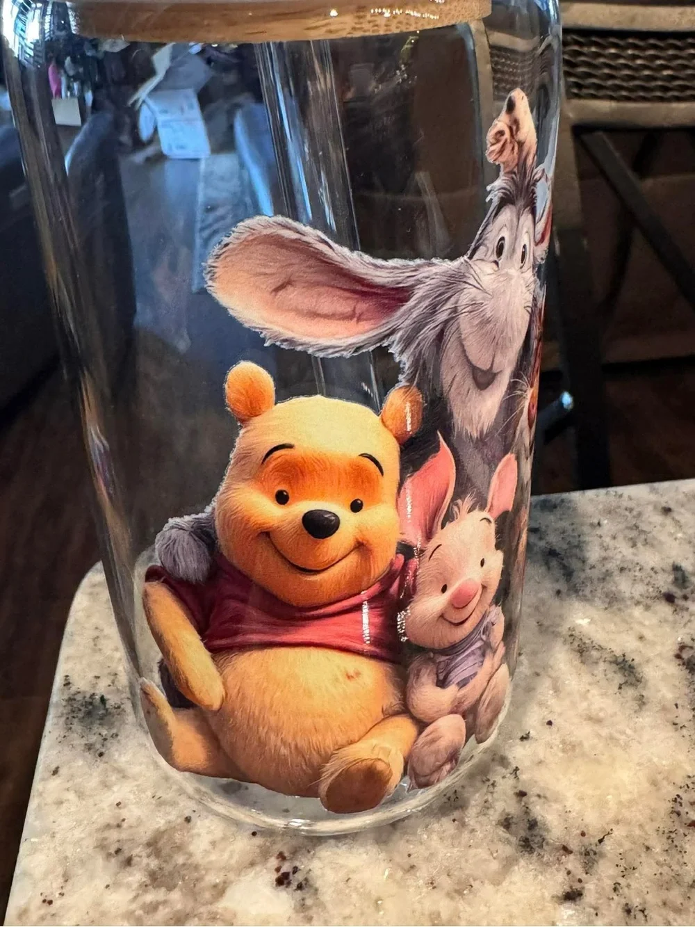 Winnie the Pooh Clear Glass Drinkware with Orange Tiger Illustration